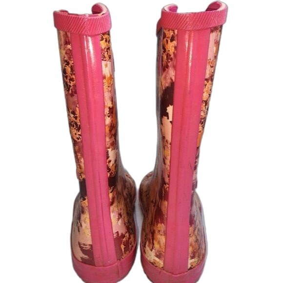 Hunter for Target Pink Abstract Print Tall Rubber Boots Girls Size 2 - Picture 3 of 8